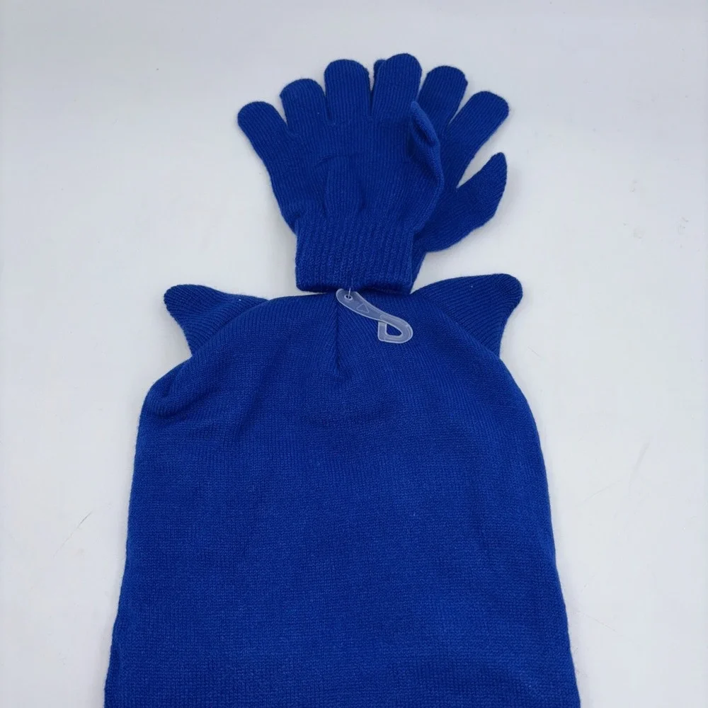 Sonic The Hedgehog Blue Kids Boys Winter Beanie Hat  Gloves Set Authentic SEGA